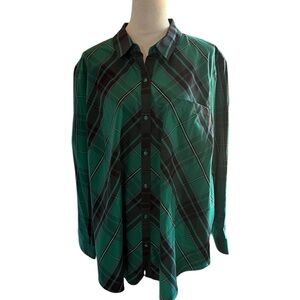 Coldwater Creek Women’s Green Plaid Shirt.  3X